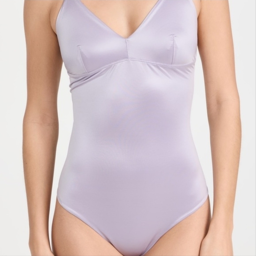 SPANX Women Lilac/Lavender Satin Thong Shapewear Bodysuit Size 3X Shaping